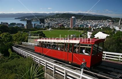 Wellington city with the cable car in the foreground