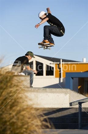 Skateboarder at Oxford skate park, Canterbury
