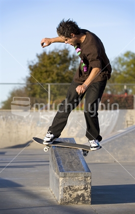 Skateboarder in action