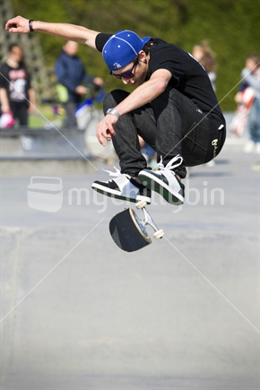 Competing skateboarder  