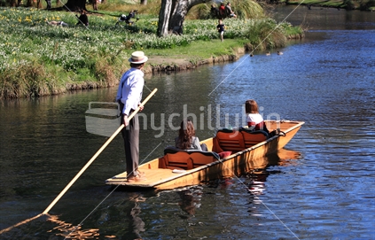 Relaxing punt on the Avon River, Christchurch, New Zealand