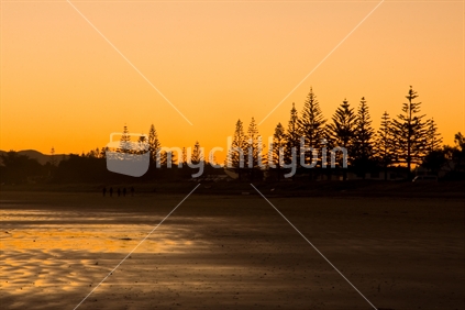 Sunset at Waikane Beach and Midway Beach, Gisborne, North Island, New Zealand