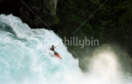 Kayaker going over Huka Falls, Taupo
