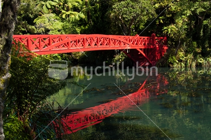 Poets Bridge across the lake at Pukekura Park, New Plymouth, Taranaki, New Zealand