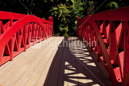 Poets Bridge across the lake at Pukekura Park, New Plymouth, Taranaki, New Zealand
