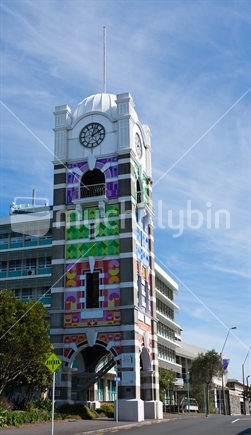 New Plymouth Clock Tower in new colourful design