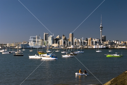 View of Auckland city from Northcote Point, North Island, New Zealand