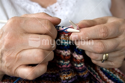 Woman knitting