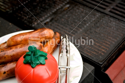 Sausages cooked on the barbecue