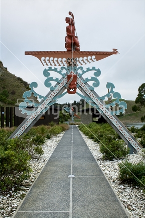 Recreation Reserve entrance with Maori detail, Kaikoura, New Zealand