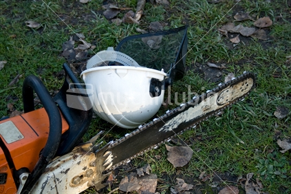 Chainsaw and safety helmet