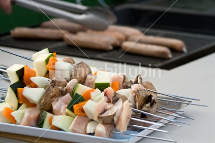 BBQ kebabs and sausages