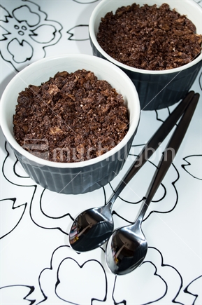 Chocolate crumble puddings - for two.