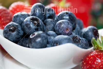 Blueberries and Stawberries in a bowl
