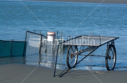 Whitebaiting net and cart