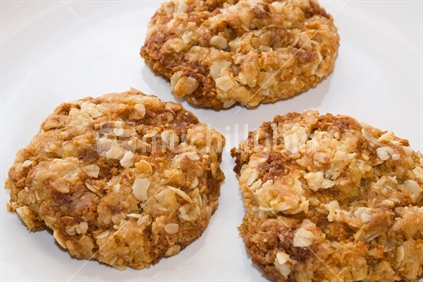 Three Anzac biscuits
