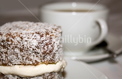 Chocolate Lamington with hot drink