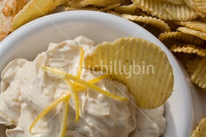 Potato chip in dip