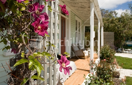 Villa front with clematis