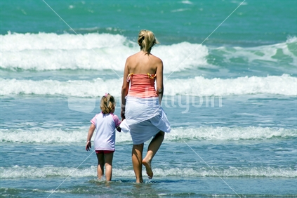 Mother and daughter at the beach
