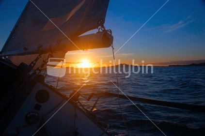 Sunset sail to Rangitoto Island, New Zealand