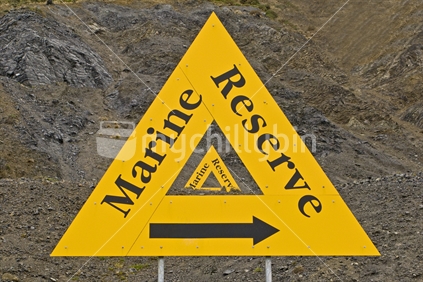 Marine reserve signs denoting the Taputeranga marine reserve on Wellington's south coast