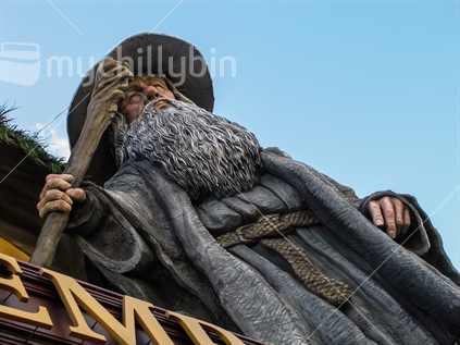 Statue of Gandalf the Great outside the Embassy Theatre in Wellington before the world premiere of Peter Jackson's The Hobbit 
