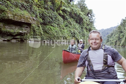 Canoeist on the Whanganui River, New Zealand