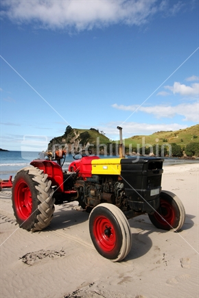 Tractor at Hahei Beach 