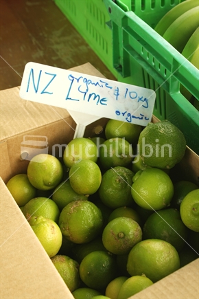 Organic limes at a market in Auckland 