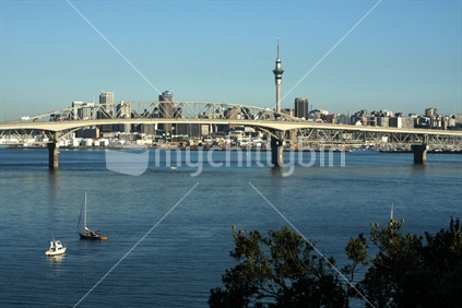Auckland skyline from Northcote, North Shore, Auckland, New Zealand