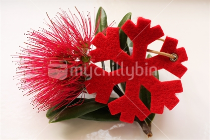 Pohutukawa blossom  and Christmas snowflake
