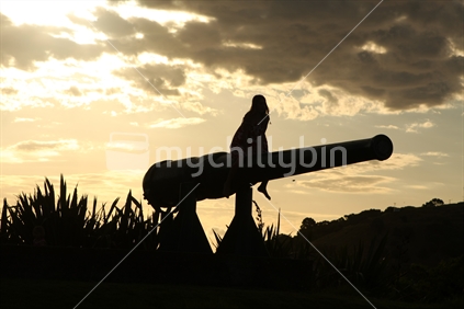 Cannon at sunset, North Head, Devonport, New Zealand
