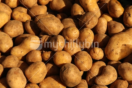 potatoes on a farmers market stall, 
