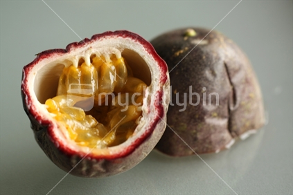 Halved passionfruit