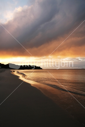 Sunset at Langs Beach, Waipu Cove, Whangarei District, New Zealand.        

