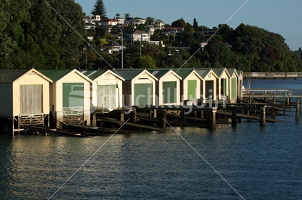 Boatsheds in Auckland, Hobson Bay, near Tamaki Drive
