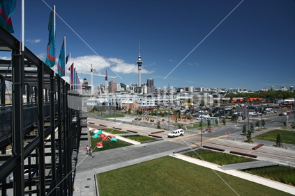 Panoramic view of Auckland over Wynyard Quarter, Auckland, New Zealand
