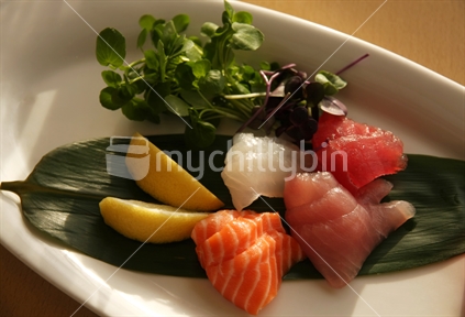 Sashimi platter from New Zealand fish.
