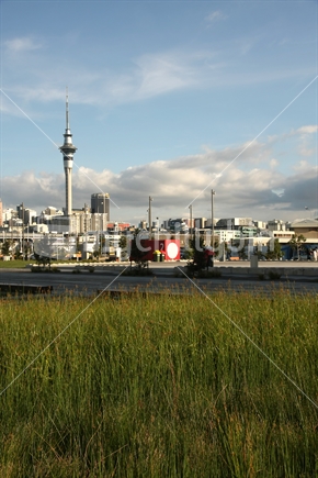 Wynyard Quarter with Skytower, Auckland, New Zealand
