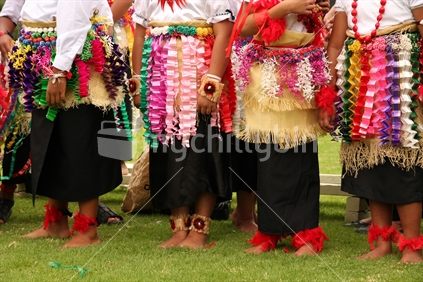 Closeup of Tongan costumes at Pasifika, 2012. 
