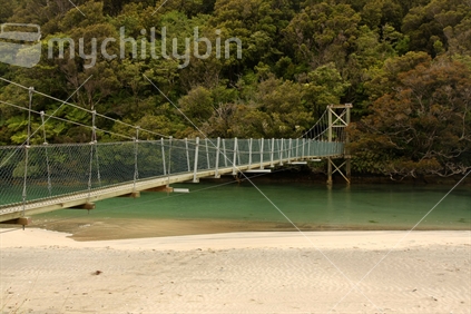 Suspension bridge near Port William, Stewart Island, New Zealand