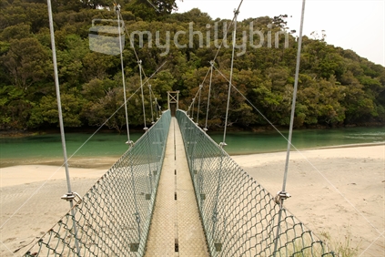 Suspension bridge near Port William, Stewart Island, New Zealand