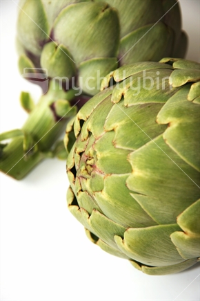 Closeup of artichokes