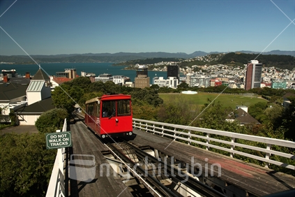 Wellington cable car seen from the top station at the botanic gardens 