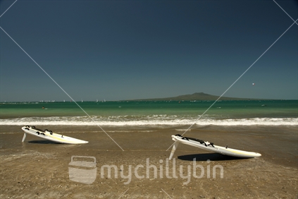 windsurf boards at Takapuna beach, North Shore, Auckland