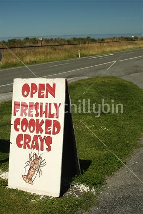 Freshly cooked crays sign