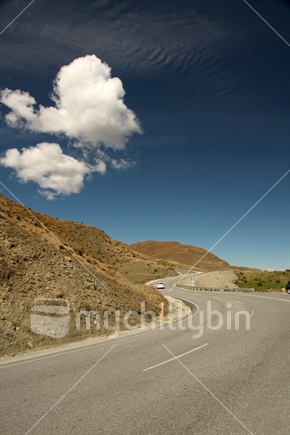 Winding road, Crown Range, Central Otago, South Island