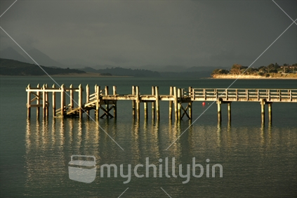 Old wharf in Omapere, before the storm came, Northland, North Island