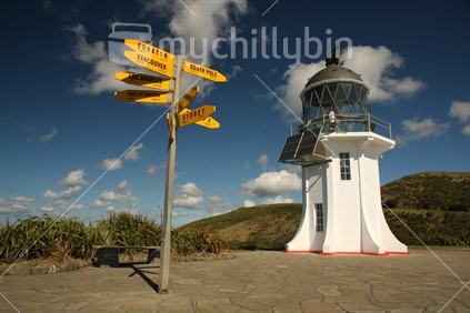Cape Reinga lighthouse and singpost, Northland